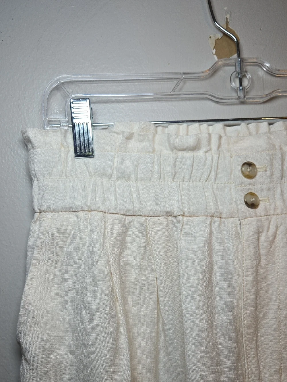Madewell Linen-Blend Pull-On Paperbag Shorts Pockets  In Lighthouse NWOT